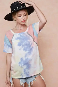 BiBi Tie Dye Printed Cotton Color Block T-Shirt - Update AvenueT-ShirtsTrendsi100100776101994100100776101994e0f34c39ac864c3dba16bf77594738ae - Max - OriginPINK/BLUE COMBO
