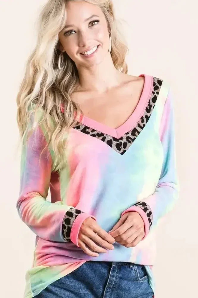 BiBi Tie Dye Terry V - Neck Top - Update AvenueT-ShirtsTrendsi1001001689012591001001689012596b2cbc942422481e98f755a3fbec26ef - Max - OriginPASTEL TIE DYE