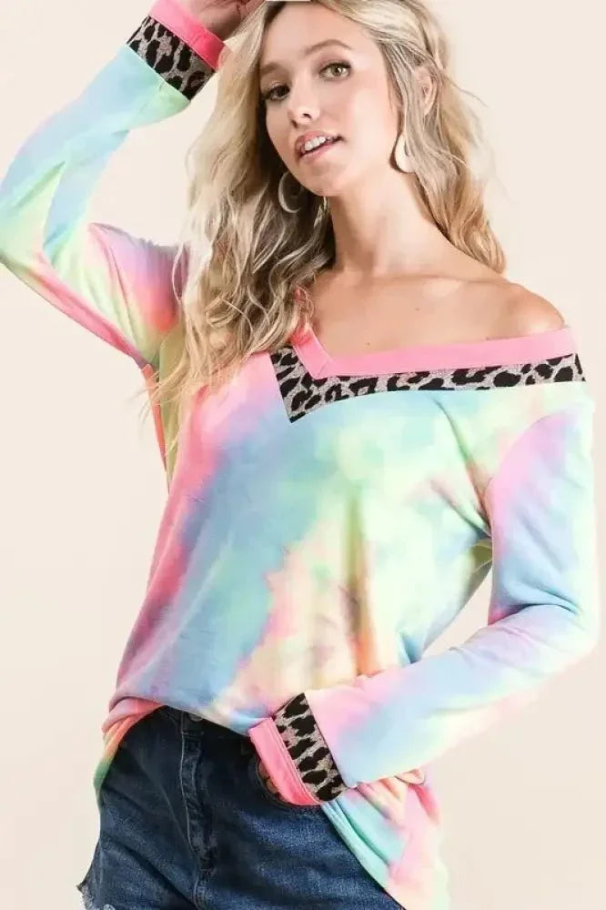 BiBi Tie Dye Terry V - Neck Top - Update AvenueT-ShirtsTrendsi10010016890125910010016890125978168fe92a2146d5b2372fb531475722 - Max - OriginPASTEL TIE DYE