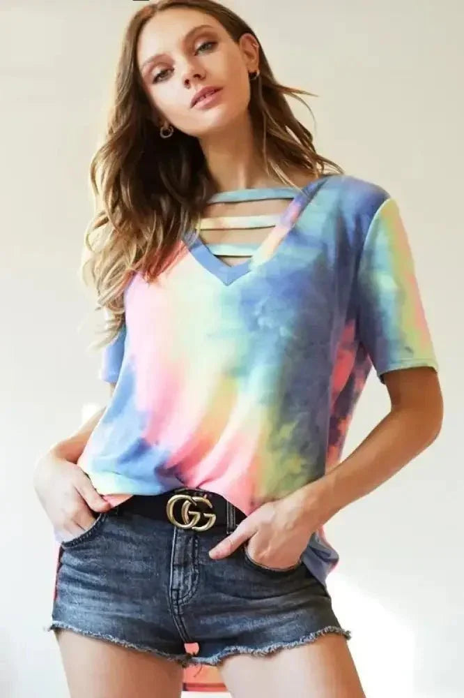 BiBi Tie - Dye V - Neck Short Sleeve T-Shirt - Update AvenueT-ShirtsTrendsi100100670691085100100670691085c486fda89b814fc7bc02985f0a4a797f - Max - OriginCHARCOAL TIEDYE