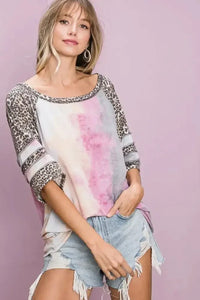 BiBi Tiedye French Terry with Leopard Sleeve Top - Update AvenueT-ShirtsTrendsi1001004934418911001004934418912c751b1bd6cb4d5887b40afc58d7e63a - Max - OriginTIEDYE/LEOPARD