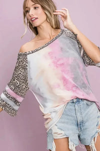 BiBi Tiedye French Terry with Leopard Sleeve Top - Update AvenueT-ShirtsTrendsi100100493441891100100493441891bb0f8c67fd3a43a28bf8c4edc63b7753 - Max - OriginTIEDYE/LEOPARD