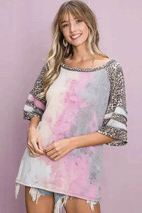 BiBi Tiedye French Terry with Leopard Sleeve Top - Update AvenueT-ShirtsTrendsi10010049344189110010049344189196b6a22b8a254b99a8f2e49ea791494b - Max - OriginTIEDYE/LEOPARD
