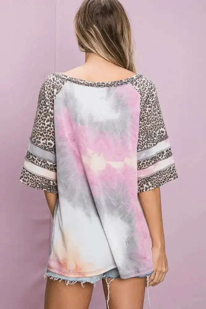 BiBi Tiedye French Terry with Leopard Sleeve Top - Update AvenueT-ShirtsTrendsi10010049344189110010049344189145741cf999f64d5a8e56d62ffe5bbe8e - Max - OriginTIEDYE/LEOPARD