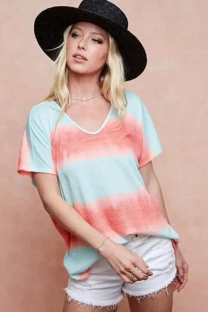 BiBi Tiedye Printed Hacci Knit Top - Update AvenueT-ShirtsTrendsi1001008151212851001008151212850c5e7adb3fc345d888042513cf120871 - Max - OriginMINT/ORANGE