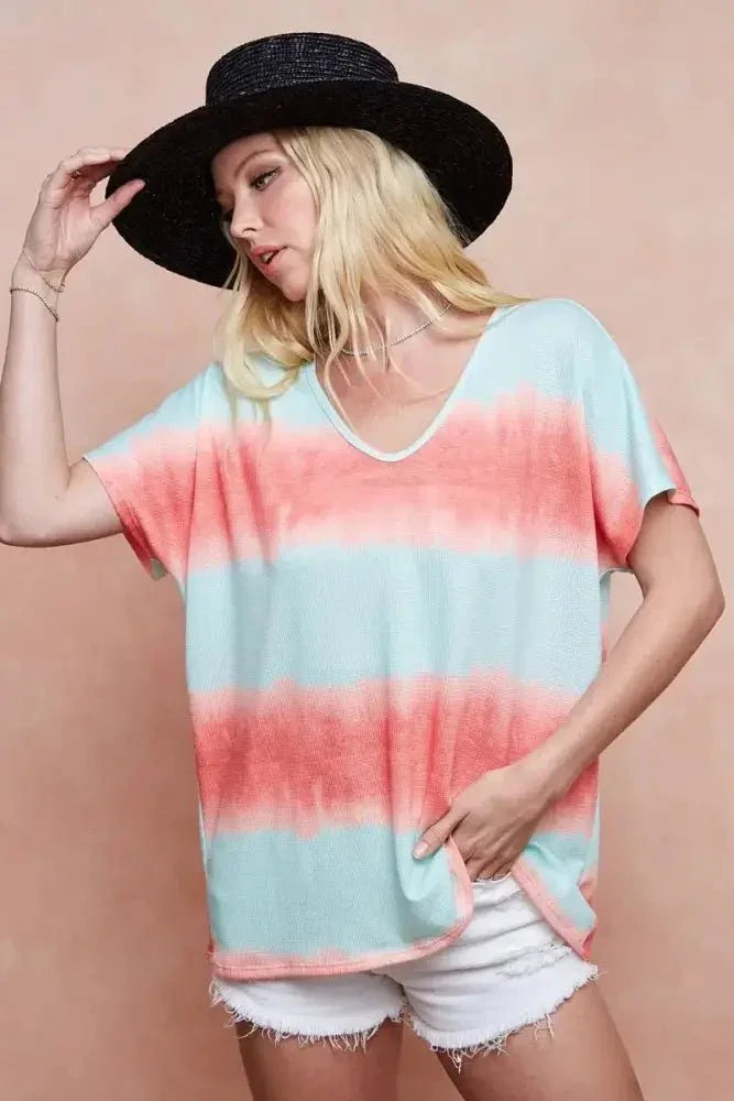 BiBi Tiedye Printed Hacci Knit Top - Update AvenueT-ShirtsTrendsi1001008151212851001008151212853c86877abc22456e9bd692ff1817fcef - Max - OriginMINT/ORANGE