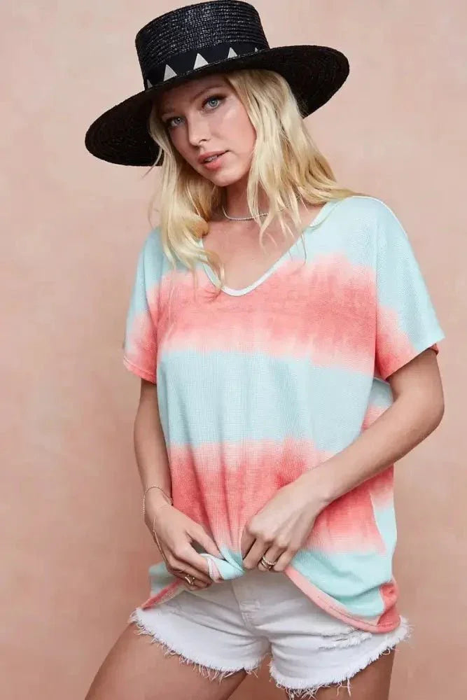 BiBi Tiedye Printed Hacci Knit Top - Update AvenueT-ShirtsTrendsi1001008151212851001008151212859b5dc9ac472345a0a311660555d88813 - Max - OriginMINT/ORANGE