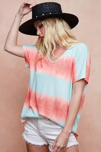 BiBi Tiedye Printed Hacci Knit Top - Update AvenueT-ShirtsTrendsi100100815121285100100815121285db98e0be55824ee2adec68fc6684d4f7 - Max - OriginMINT/ORANGE