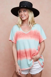 BiBi Tiedye Printed Hacci Knit Top - Update AvenueT-ShirtsTrendsi10010081512128510010081512128523a79f88f8fc40359fad3de40ca003ed - Max - OriginMINT/ORANGE
