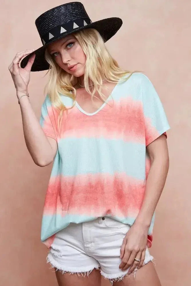 BiBi Tiedye Printed Hacci Knit Top - Update AvenueT-ShirtsTrendsi1001008151212851001008151212857f6f3e664f64477e97f15fac4943b72b - Max - OriginMINT/ORANGE