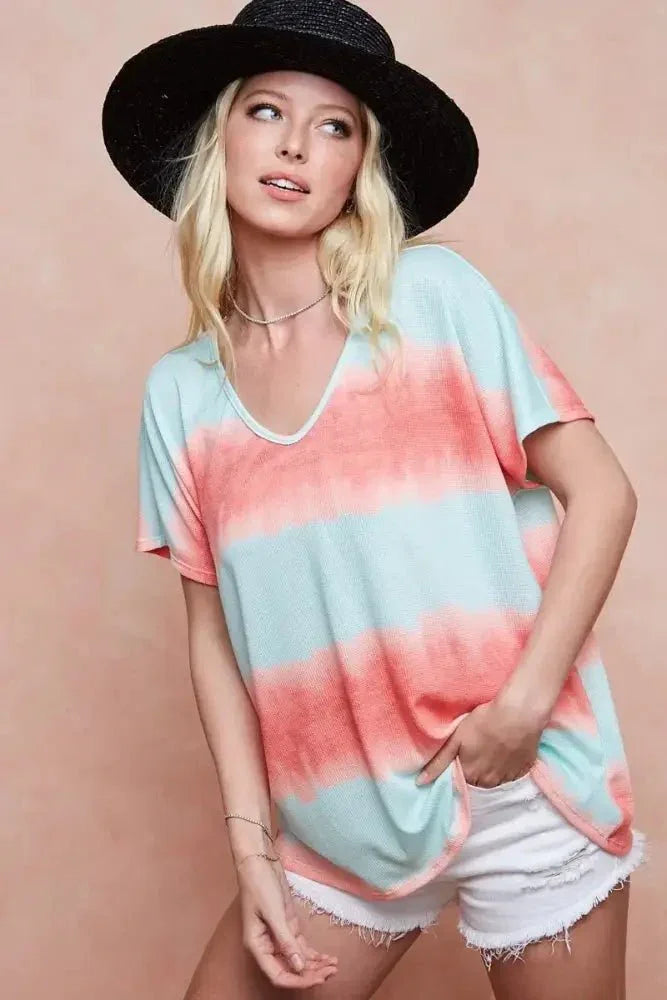 BiBi Tiedye Printed Hacci Knit Top - Update AvenueT-ShirtsTrendsi1001008151212851001008151212859972713ea01140c683eef8371a00eb57 - Max - OriginMINT/ORANGE