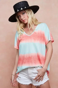 BiBi Tiedye Printed Hacci Knit Top - Update AvenueT-ShirtsTrendsi100100815121285100100815121285d15ccbd845c34cdb964045dfd0f0e921 - Max - OriginMINT/ORANGE