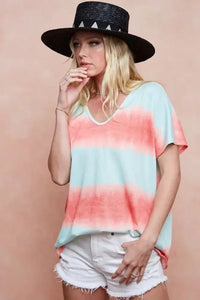 BiBi Tiedye Printed Hacci Knit Top - Update AvenueT-ShirtsTrendsi1001008151212851001008151212858c0293290cf84cfd88c45b37c94b5ec2 - Max - OriginMINT/ORANGE