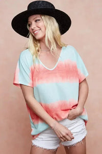 BiBi Tiedye Printed Hacci Knit Top - Update AvenueT-ShirtsTrendsi1001008151212851001008151212858c40824368664498aa8cdf21d355ee99 - Max - OriginMINT/ORANGE