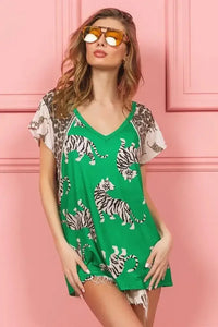 BiBi Tiger Printed Jersey Block T-Shirt with Aztec Trim - Update AvenueT-ShirtsTrendsi100100234031481100100234031481926c66007519470e863cf0aa419092f7 - Max - OriginGREEN