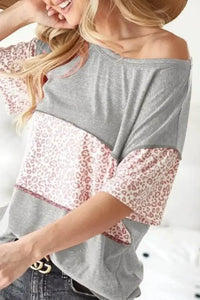 BiBi Triblend Knit with Leopard Block Out Stitching - Update AvenueT-ShirtsTrendsi1001007526518591001007526518594f8b8d75 - 199b - 4368 - 9995 - ad0752beee19 - Max - OriginICE GREY