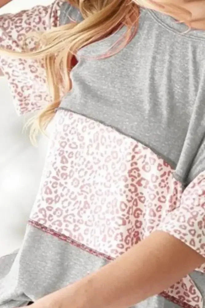 BiBi Triblend Knit with Leopard Block Out Stitching - Update AvenueT-ShirtsTrendsi100100752651859100100752651859860e6494 - cb8b - 4257 - 9aea - 56fab4f73de0 - Max - OriginICE GREY
