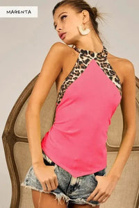 BiBi Triblend Leopard Halter Neck Tied Detailed Top - Update AvenueTrendsi1001002928811841001002928811841ab0655c3a5c4dc9b680152a3c074ced - Max - OriginMAGENTA