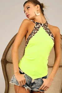 BiBi Triblend Leopard Halter Neck Tied Detailed Top - Update AvenueTanks & CamisTrendsi1001004234717031001004234717039b4c054076a94c75967678b168990038 - Max - OriginNEON YELLOW