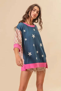 BiBi US Flag Theme Color Block Star Patch T-Shirt - Update AvenueHonor the Stars and StripesTrendsi1001007394618371001007394618370f8b7918 - 80dd - 4b19 - 8a50 - a30a4de460cc - MaxNavy Multi
