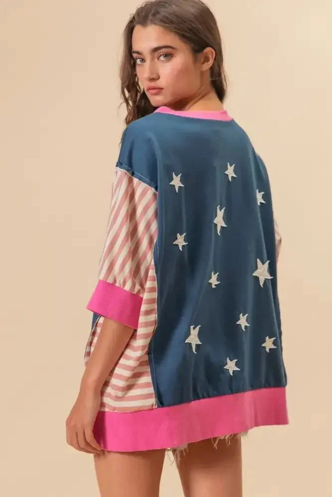 BiBi US Flag Theme Color Block Star Patch T-Shirt - Update AvenueHonor the Stars and StripesTrendsi10010073946183710010073946183769a46c3e - 77aa - 41a1 - 8dbf - 19edc9e30328 - MaxNavy Multi