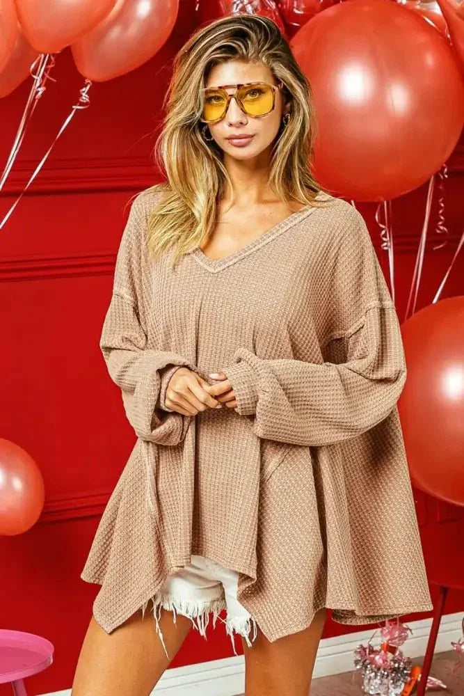 BiBi V - Neck Waffle Uneven Hem Top - Update AvenueTrendsi100101834383891100101834383891ee0202e4 - 09e0 - 4206 - bf9a - e143b6fa7544 - MaxCAMEL