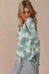 BiBi Variegated Tie Dye Rib V - Neck Top with Strapped - Update AvenueT-ShirtsTrendsi1001007484314131001007484314137cd5552c967c4541acc23e9e0376e855 - Max - OriginDUSTY SAGE MULTI