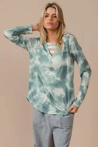 BiBi Variegated Tie Dye Rib V - Neck Top with Strapped - Update AvenueT-ShirtsTrendsi100100748431413100100748431413bbb1230a33a84ecda34b597d41a7a277 - Max - OriginDUSTY SAGE MULTI