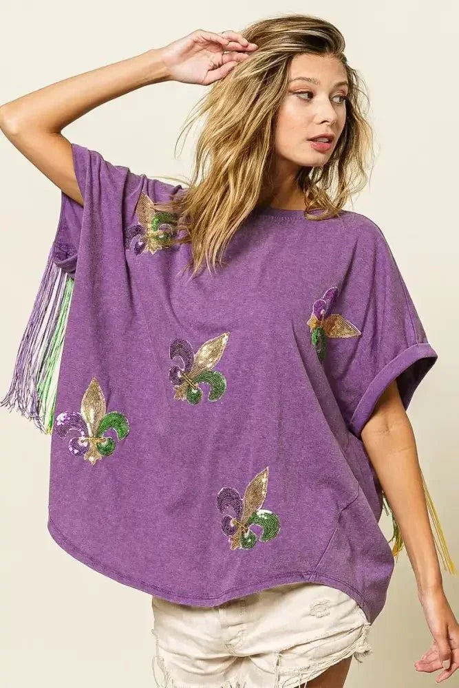 BiBi Vintage Washed Fleur Mardi Gras Top - Update AvenueT-ShirtsTrendsi100100061741352100100061741352b9b068bd613f4190b33f0135226a71a8 - Max - OriginVINTAGE VIOLET