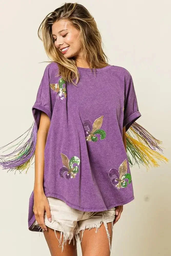 BiBi Vintage Washed Fleur Mardi Gras Top - Update AvenueT-ShirtsTrendsi10010006174135210010006174135230b2a458837b4ce294a0857d836f8570 - Max - OriginVINTAGE VIOLET