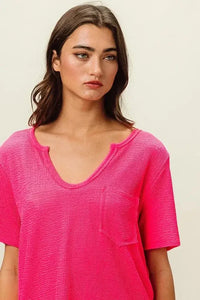BiBi Waved Rib U Neck Top With Front Pocket - Update AvenueT-ShirtsTrendsi1001003129211481001003129211486be9589cf9334945ab3d81a154815a5b - Max - OriginFUCHSIA