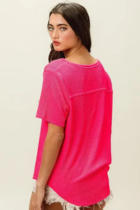 BiBi Waved Rib U Neck Top With Front Pocket - Update AvenueT-ShirtsTrendsi1001003129211481001003129211486089c70a5dda4948b1606ee75c0b9c7c - Max - OriginFUCHSIA