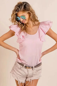 BiBi Wide Layered Ruffle Sleeve Scoop Neck Ribbed Top - Update AvenueT-ShirtsTrendsi100100343481127100100343481127de5efeb0d358414f979f8438ba31b360 - Max - OriginLT PINK