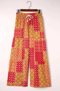Bohemian Patchwork Drawstring Wide Leg Pants - Update AvenueBoho VibesTrendsi1001000080498891001000080498892fb5140031304c868e8d048031c77f54 - MaxRed