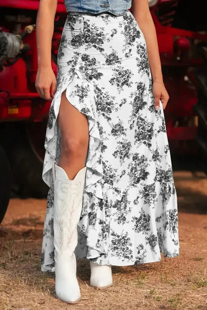 Boho Floral High Waist Ruffle Split Maxi Skirt - Update AvenueBoho VibesTrendsi100100096390005100100096390005529f9fcf - 981e - 4e25 - 8a64 - 5e4f04d39fa6 - Max - OriginBlack