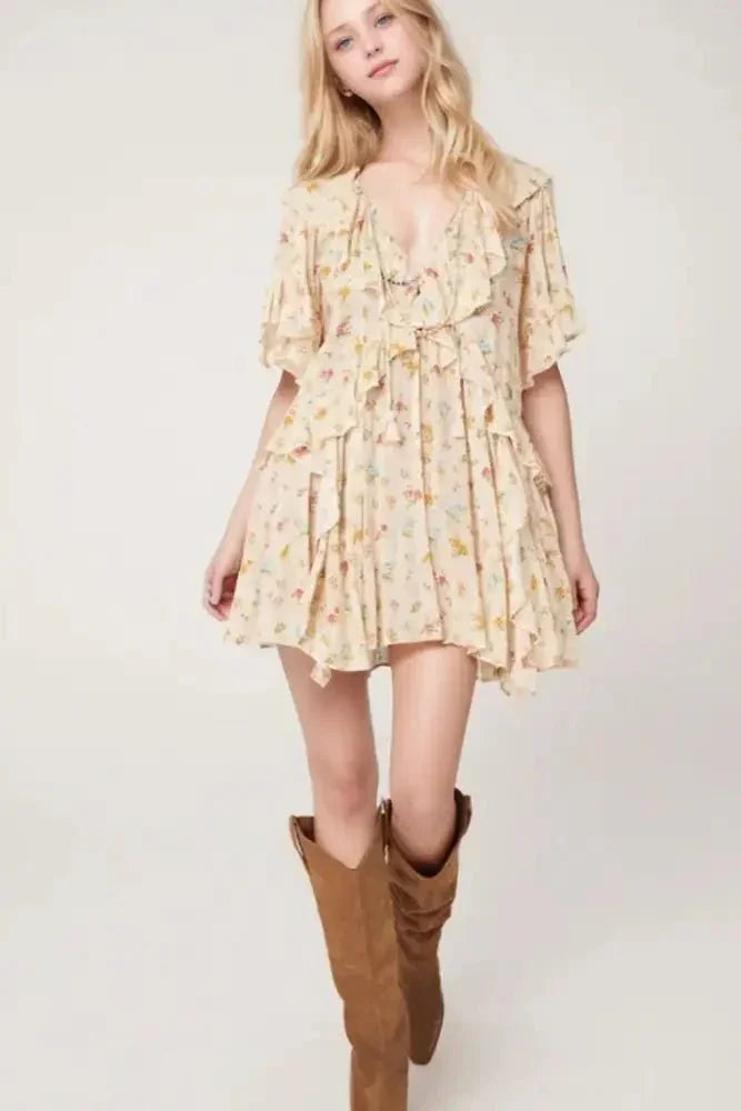 Boho Floral Tassel Tie V Neck Ruffle Wide Sleeve Mini Dress - Update AvenueBoho VibesTrendsi100100320209839100100320209839116a2d64 - 084a - 46f3 - a820 - 32b70e554f3b - Max - OriginCream