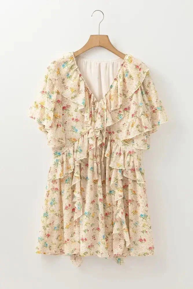 Boho Floral Tassel Tie V Neck Ruffle Wide Sleeve Mini Dress - Update AvenueBoho VibesTrendsi10010032020983910010032020983980542186 - c6c8 - 4a0c - af1a - a7f820e468ac - Max - OriginCream