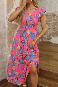 Boho Floral V Neck Ruffle Tiered Dress - Update AvenueBoho VibesTrendsi100100724635438100100724635438bef5f0ca - e837 - 47b0 - b2c9 - 5588e5ed9f04 - Max - OriginHot Pink