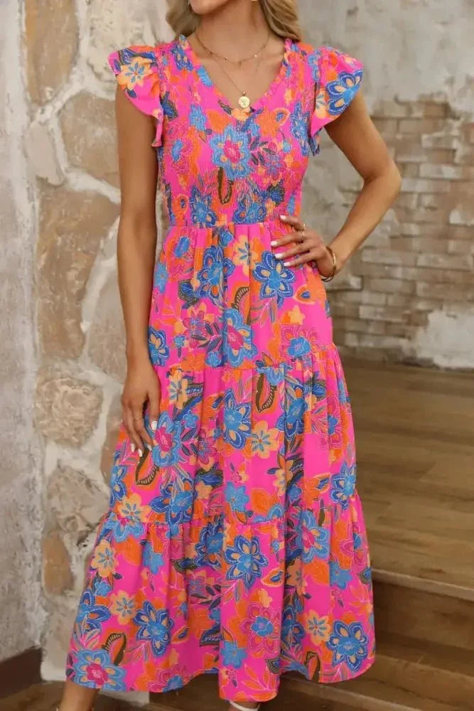 Boho Floral V Neck Ruffle Tiered Dress - Update AvenueBoho VibesTrendsi10010072463543810010072463543868bae7fb - 6153 - 4c37 - a645 - 756be8a103e0 - Max - OriginHot Pink