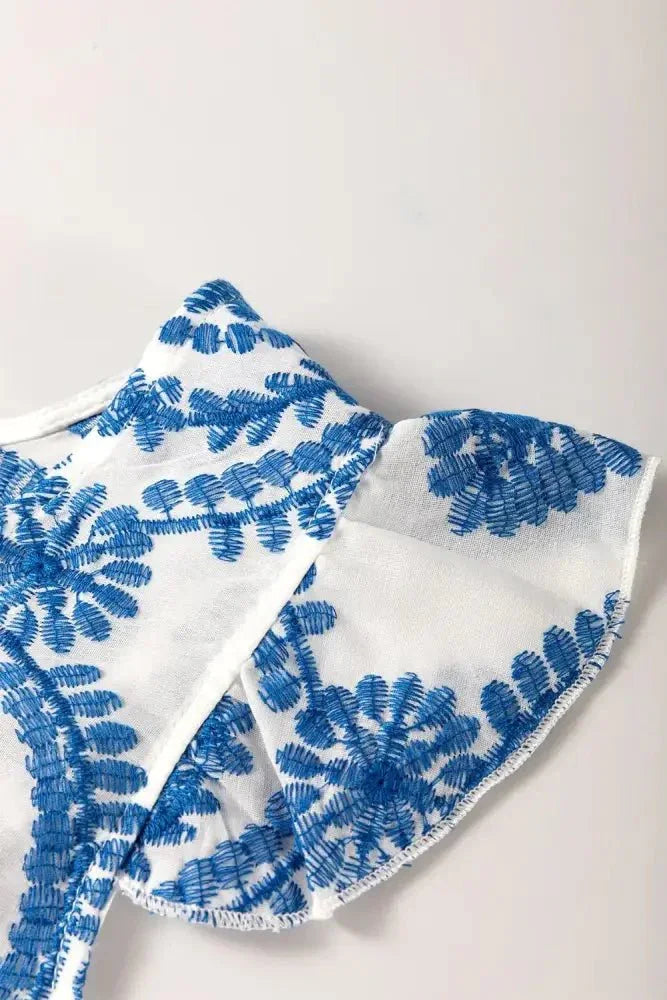 Boho Print Ruffled Cap Sleeve Crew Neck Blouse - Update AvenueBoho VibesTrendsi100100059596130100100059596130295cce08 - 736f - 4e7e - 91d2 - 4cb5ce01f87a - Max - OriginDusty Blue