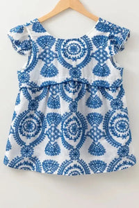 Boho Print Ruffled Cap Sleeve Crew Neck Blouse - Update AvenueBoho VibesTrendsi1001000595961301001000595961301a19e382 - c606 - 476a - b2f4 - a3c98623e1a4 - Max - OriginDusty Blue