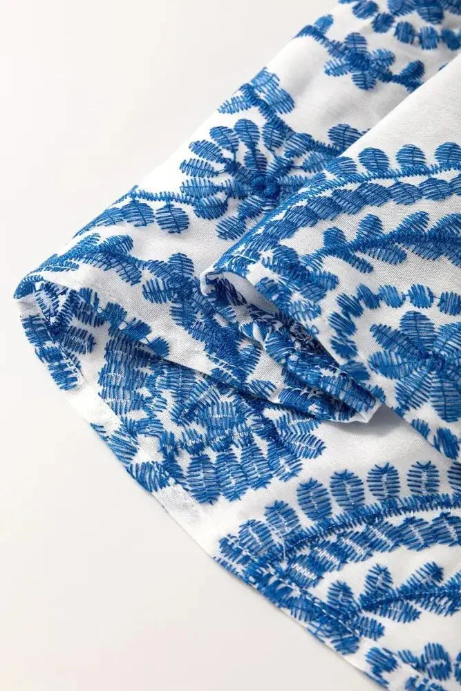 Boho Print Ruffled Cap Sleeve Crew Neck Blouse - Update AvenueBoho VibesTrendsi1001000595961301001000595961309f54d1ad - 0e06 - 497b - ba2f - 9be8fe0a2404 - Max - OriginDusty Blue