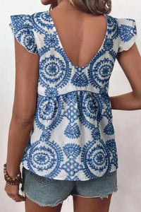 Boho Print Ruffled Cap Sleeve Crew Neck Blouse - Update AvenueBoho VibesTrendsi100100059596130100100059596130cd342ebd - 35d6 - 4781 - 8755 - 0a717119a63b - Max - OriginDusty Blue