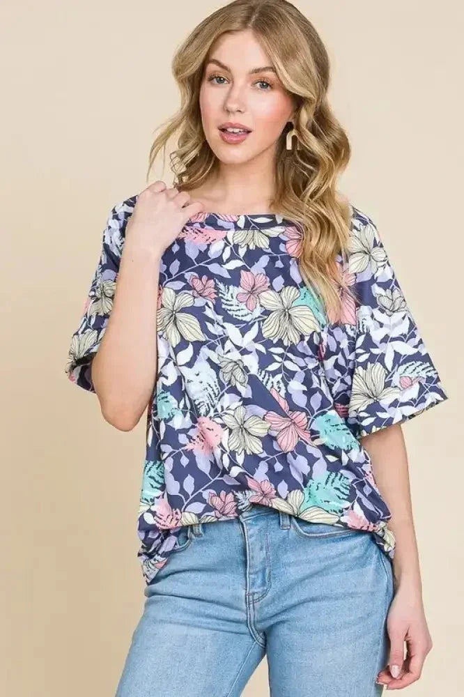 BOMBOM Floral Round Neck Short Sleeve T-Shirt - Update AvenueT-ShirtsTrendsi1001008205515911001008205515917fc687e3538148f8a61972c952fa6f44 - Max - OriginAS SHOWN