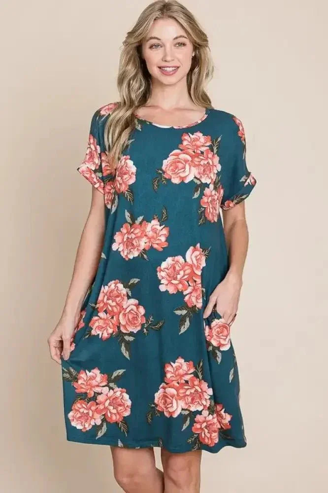 BOMBOM Floral Round Neck Short Tee Dress with Pockets - Update AvenueEffortless Elegance: DressesTrendsi100100385811138100100385811138baaa804a - cbf8 - 4cd6 - b020 - 23ff86b4c29e - Max - OriginFrench Blue