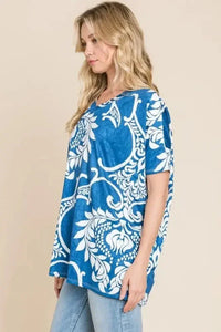 BOMBOM Printed Relaxed V - Neck Tunic Top - Update AvenueT-ShirtsTrendsi1001007998110281001007998110282db92cedafc241fea412ec73815d2b6b - Max - OriginBlue