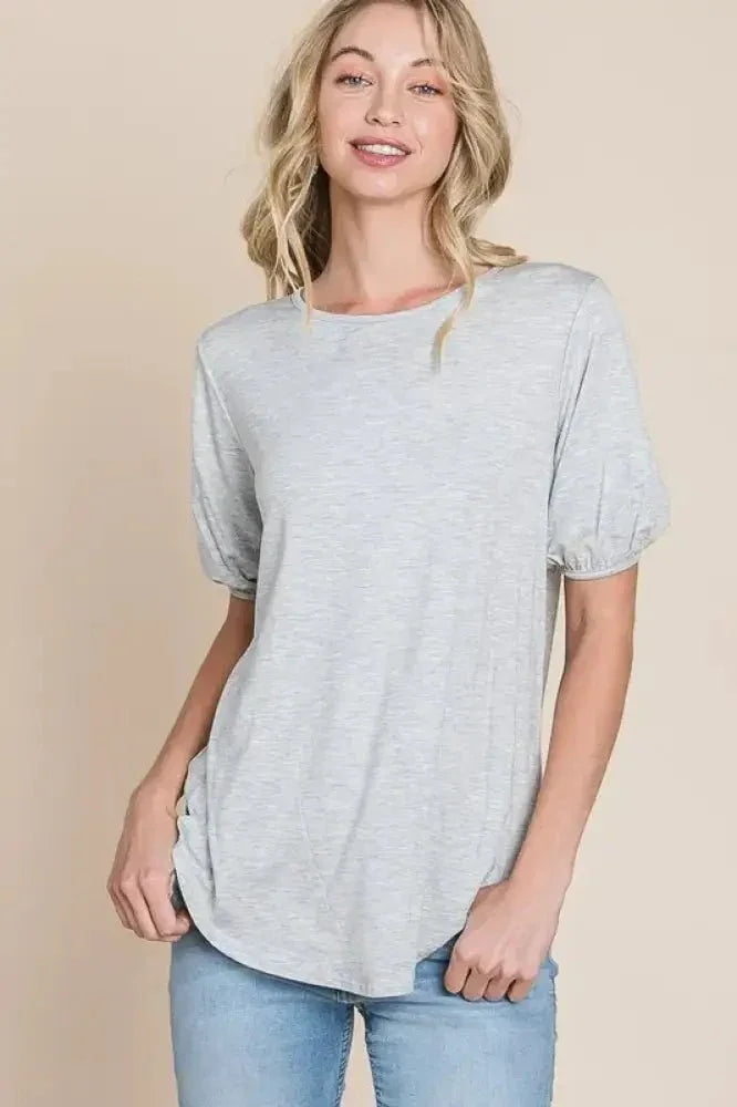 BOMBOM Round Neck Puff Sleeve T-Shirt - Update AvenueT-ShirtsTrendsi10010022519129910010022519129904d4a152c8fb412780535b77f84aee82 - Max - OriginLIGHT GRAY