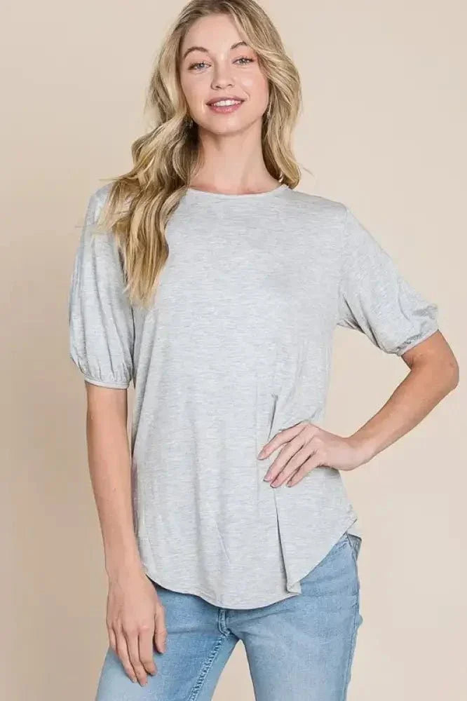 BOMBOM Round Neck Puff Sleeve T-Shirt - Update AvenueT-ShirtsTrendsi10010022519129910010022519129988d6c08853d34bb4844978c69973e827 - Max - OriginLIGHT GRAY