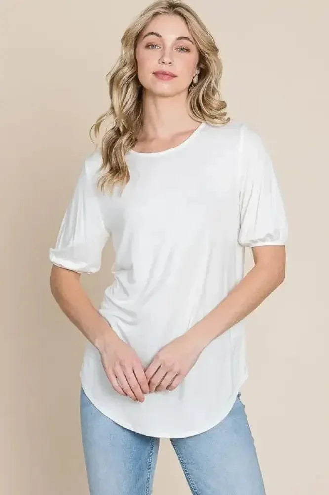 BOMBOM Round Neck Puff Sleeve T-Shirt - Update AvenueT-ShirtsTrendsi100100493051259100100493051259ec6cc629c7574d20850ec055cb3cc2f4 - Max - OriginIVORY