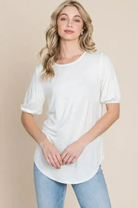 BOMBOM Round Neck Puff Sleeve T-Shirt - Update AvenueT-ShirtsTrendsi100100493051259100100493051259ec6cc629c7574d20850ec055cb3cc2f4 - Max - OriginIVORY